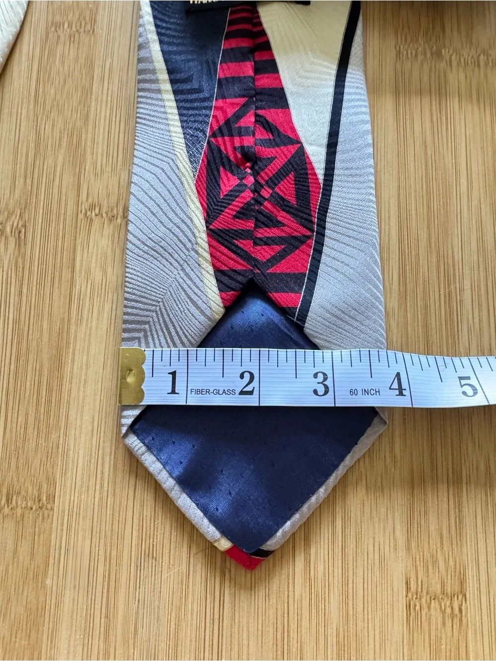 FROG Brand Men’s Geometric Print Silk Satin Necktie Made In Italy 59”